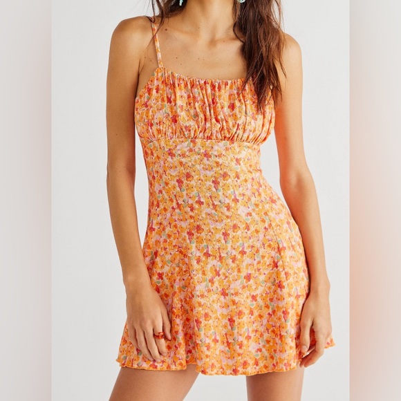 Free People Jamie Floral Strappy Printed Mini Dress - Size Large L - Picture 1 of 8